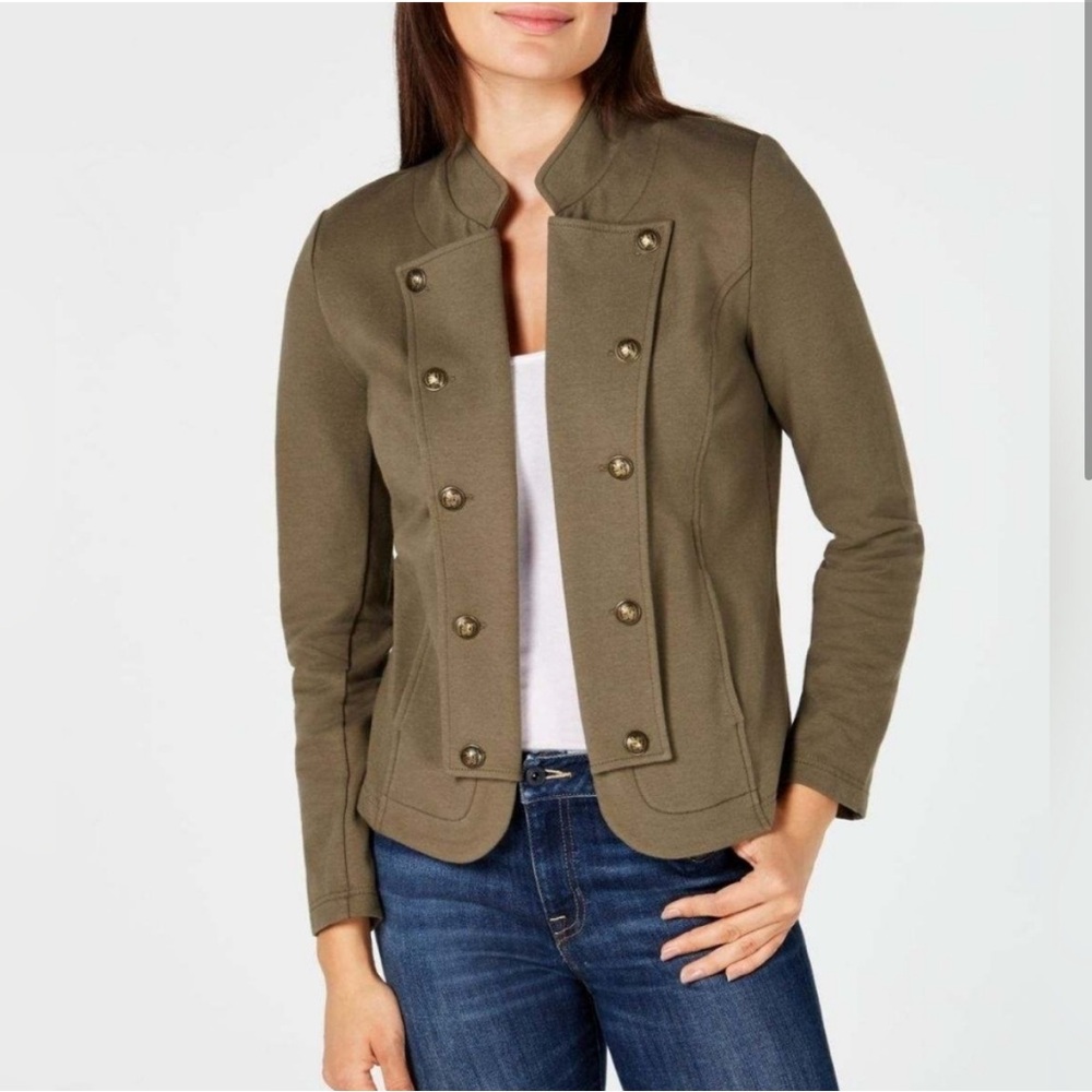 Tommy Hilfiger Women's Green Double-Breasted Blazer